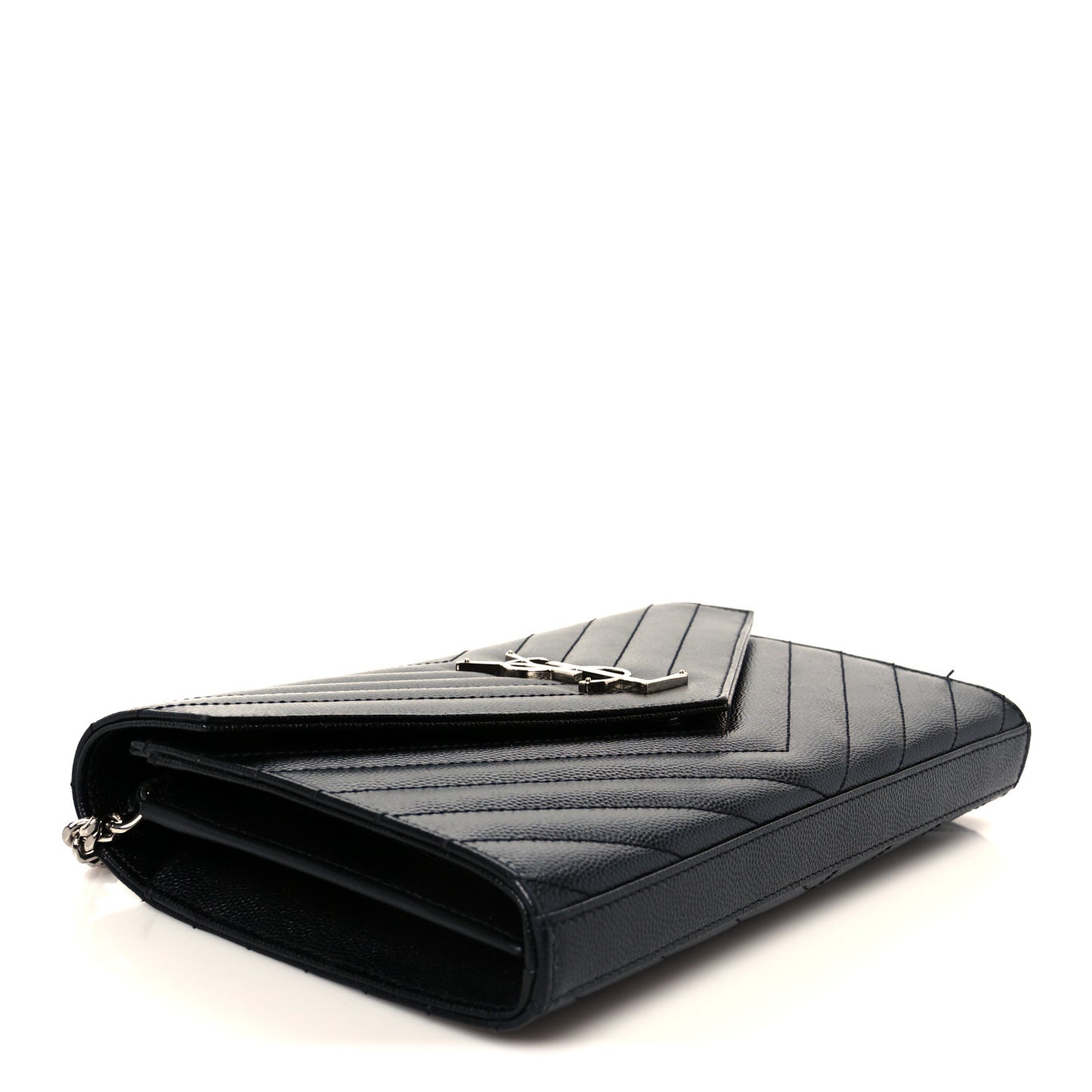 Grain De Poudre Matelasse Chevron Monogram Chain Wallet Black