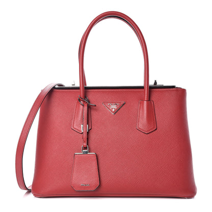 Prada Saffiano Cuir Twin Tote Fuoco 1 of 14