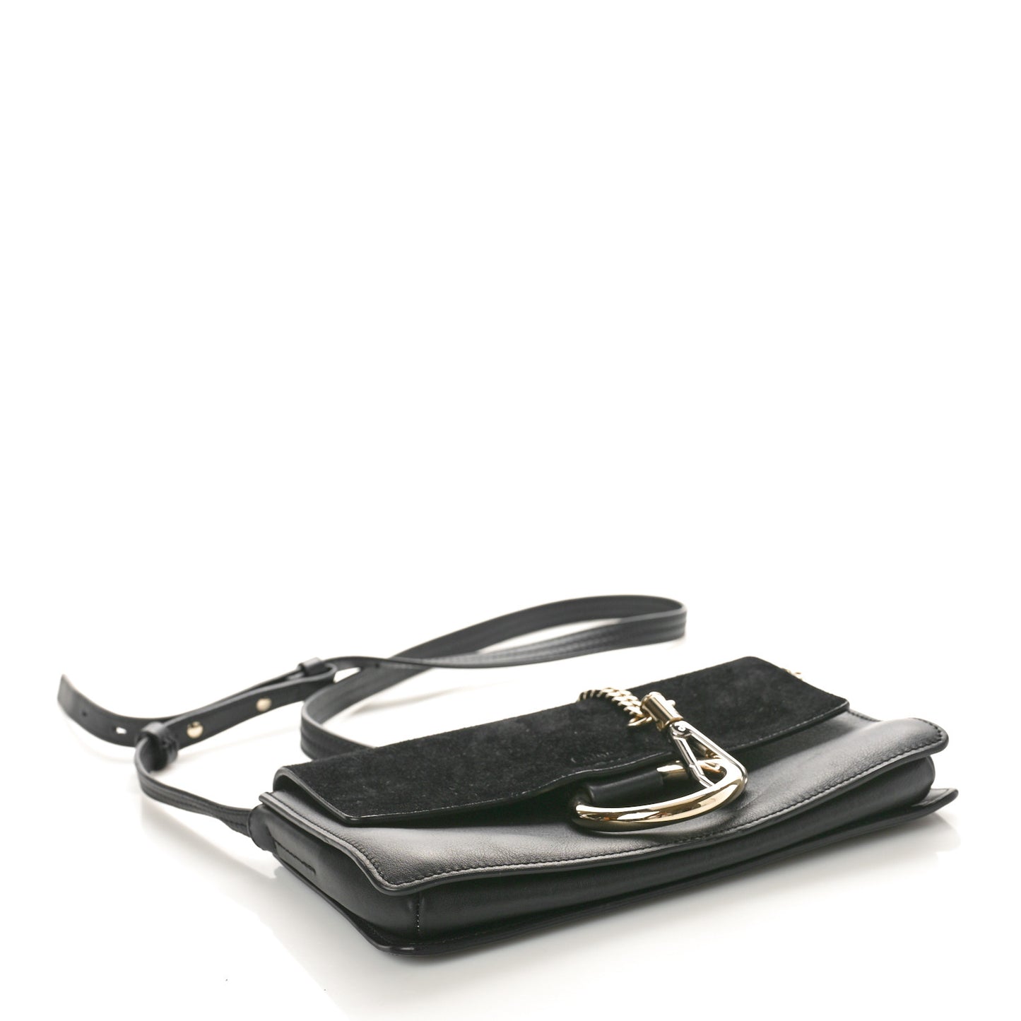 Suede Calfskin Small Faye Shoulder Bag Black