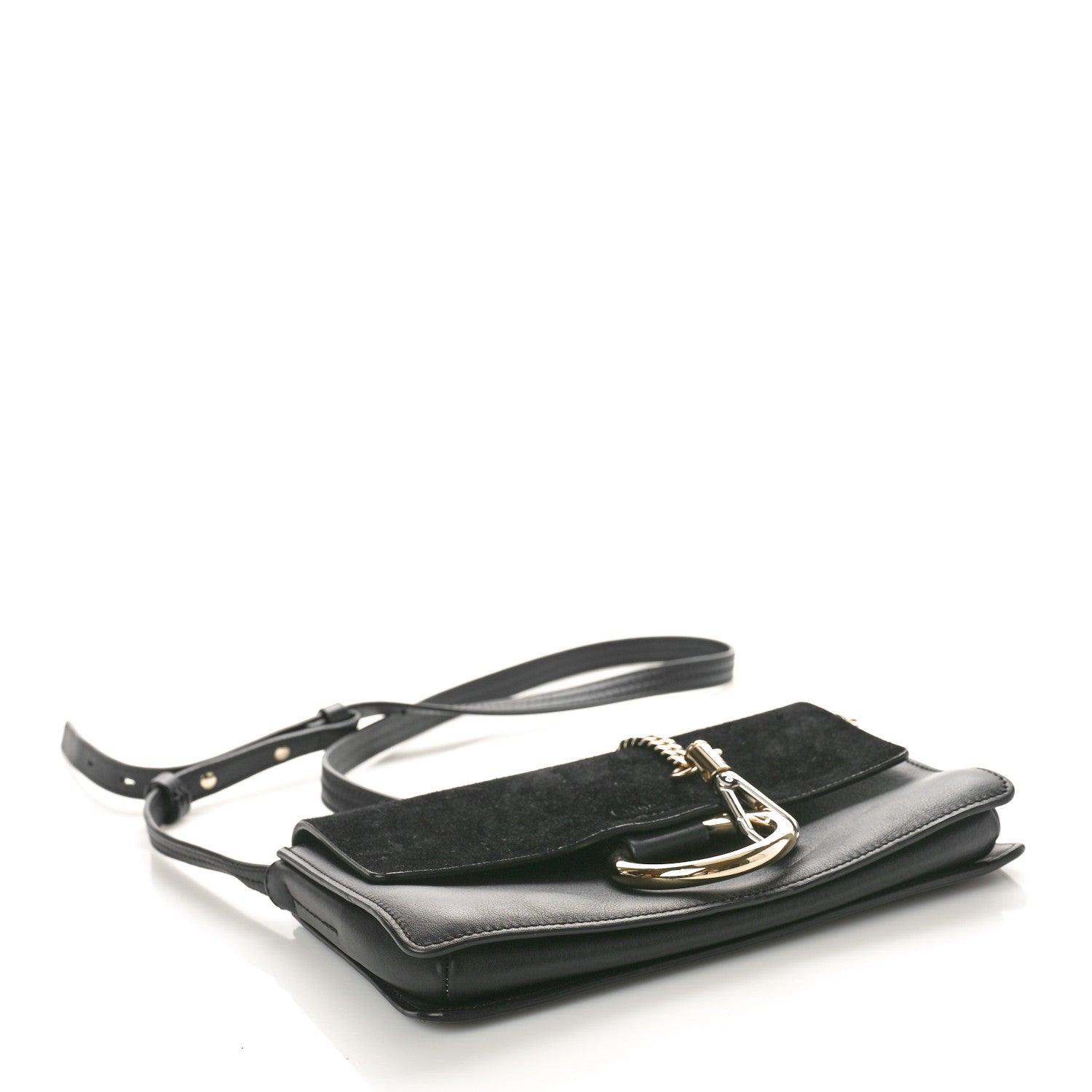 Chloe Suede Calfskin Small Faye Shoulder Bag Black 4 of 11