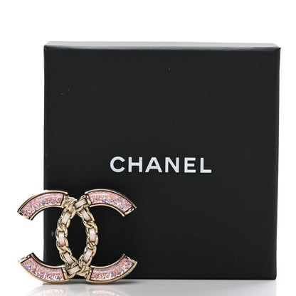 Chanel Resin Glitter Lambskin Baguette CC Chain Brooch Pink Gold 5 of 5