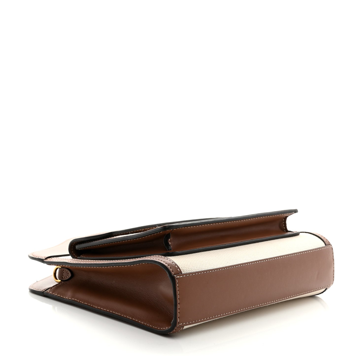 Canvas Smooth Calfskin Two Tone Mini Pocket Bag Natural Malt Brown