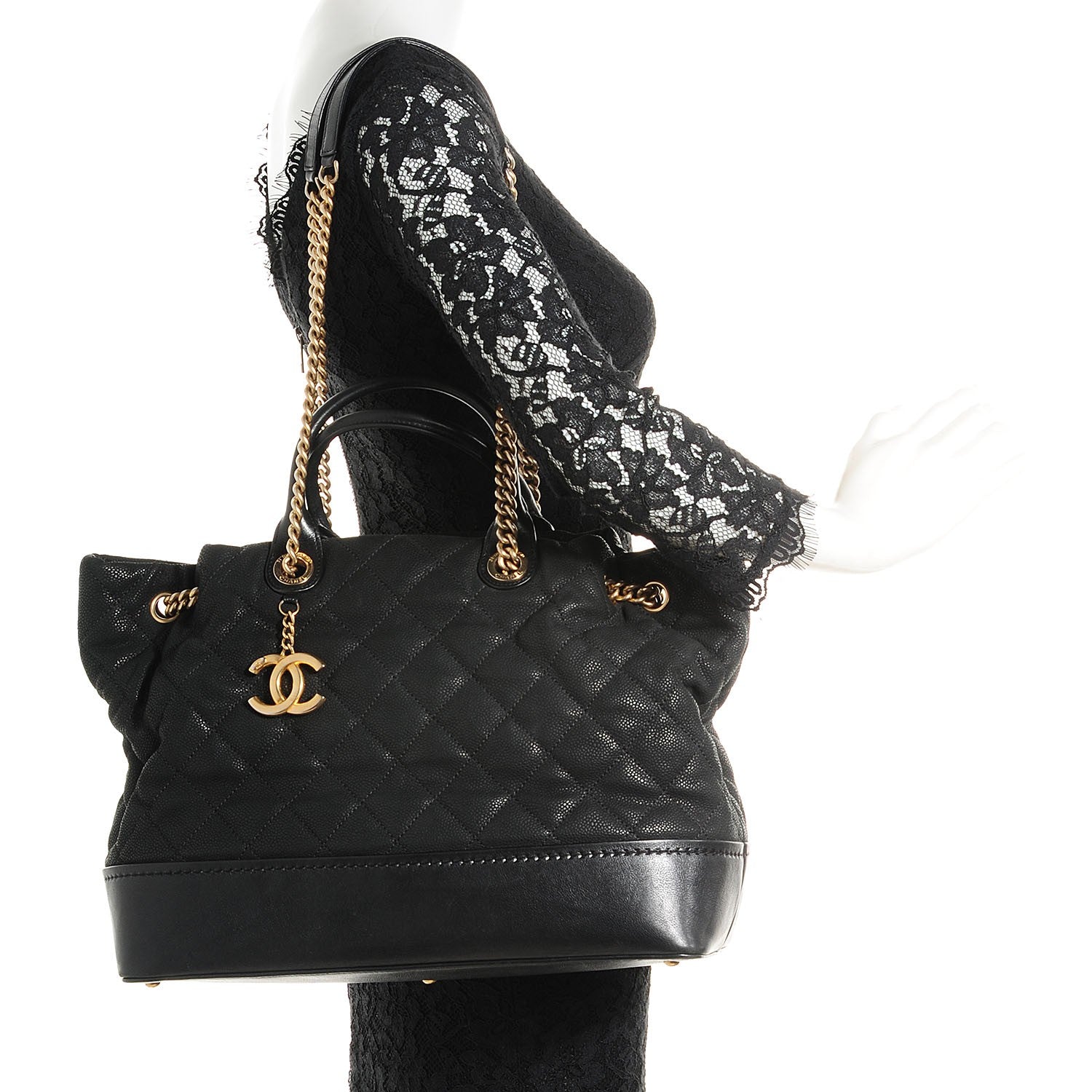 Chanel Iridescent Grained Calfskin Large Tote Black 2 of 7