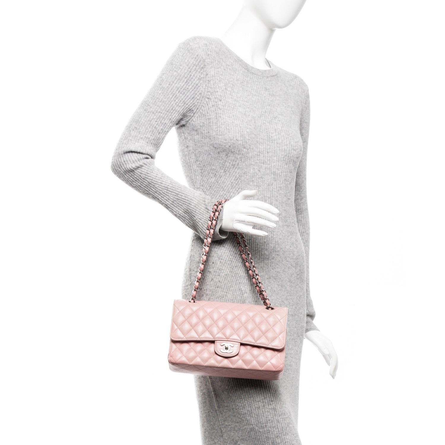 Chanel Caviar Quilted Medium Double Flap Pink 12 of 17