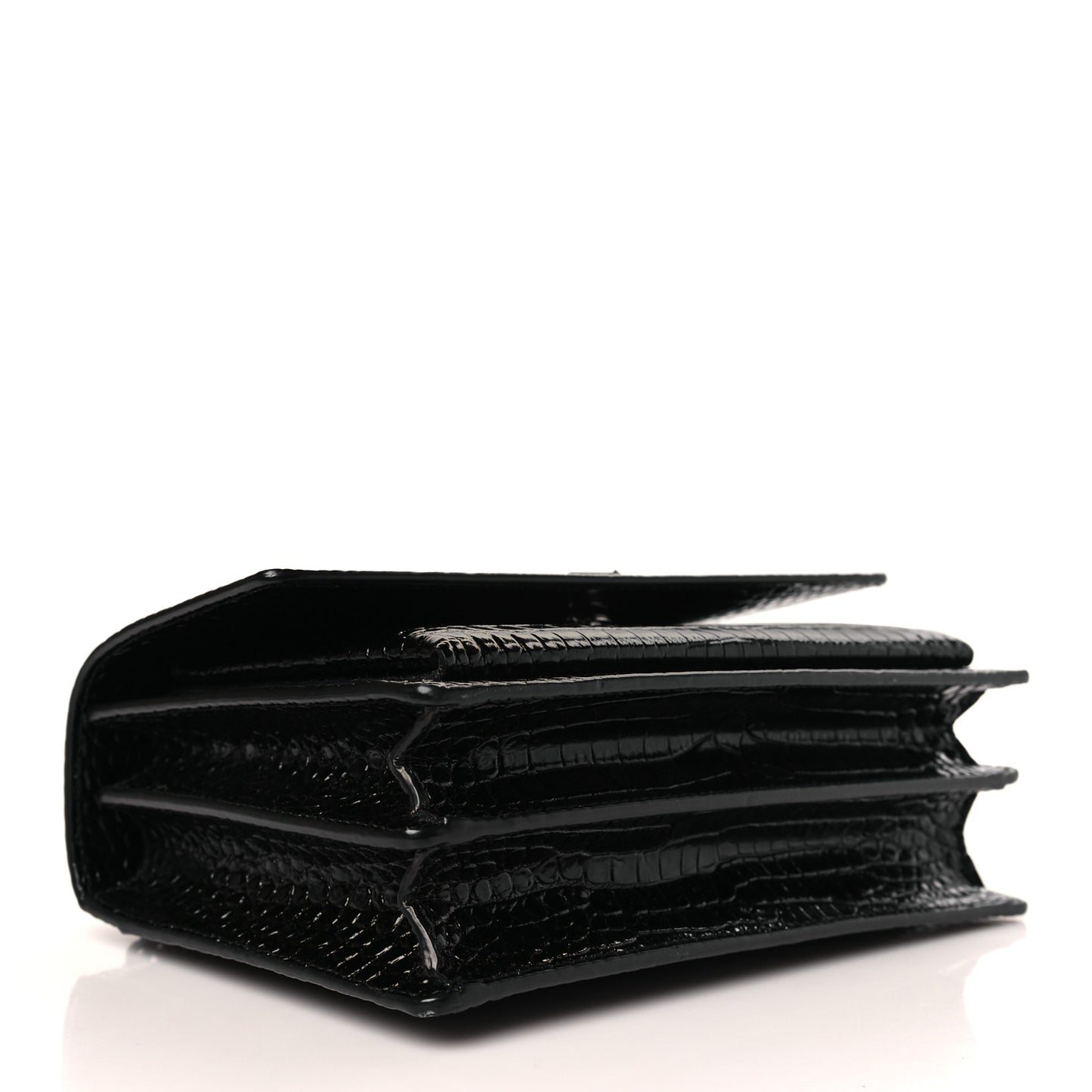 Calfskin Crocodile Embossed Medium Monochrome Monogram Sunset Black