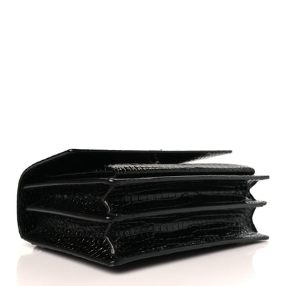 Saint Laurent Calfskin Crocodile Embossed Medium Monochrome Monogram Sunset Black 4 of 9