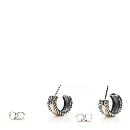 David Yurman Sterling Silver 14K Yellow Gold 16mm Cable Classics Hoop Earrings 3 of 5