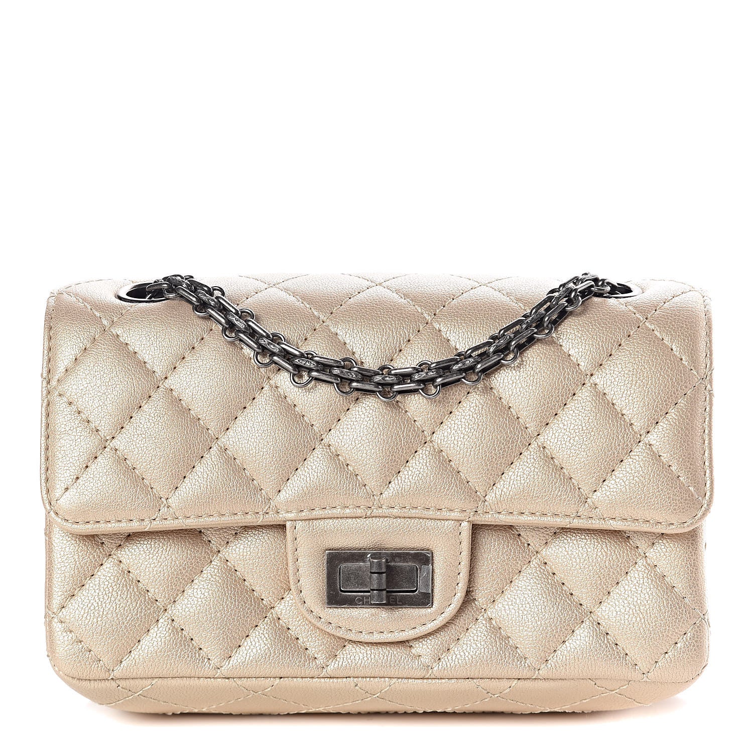 Chanel Metallic Sheepskin Quilted 2.55 Reissue Mini Flap Beige 1 of 11