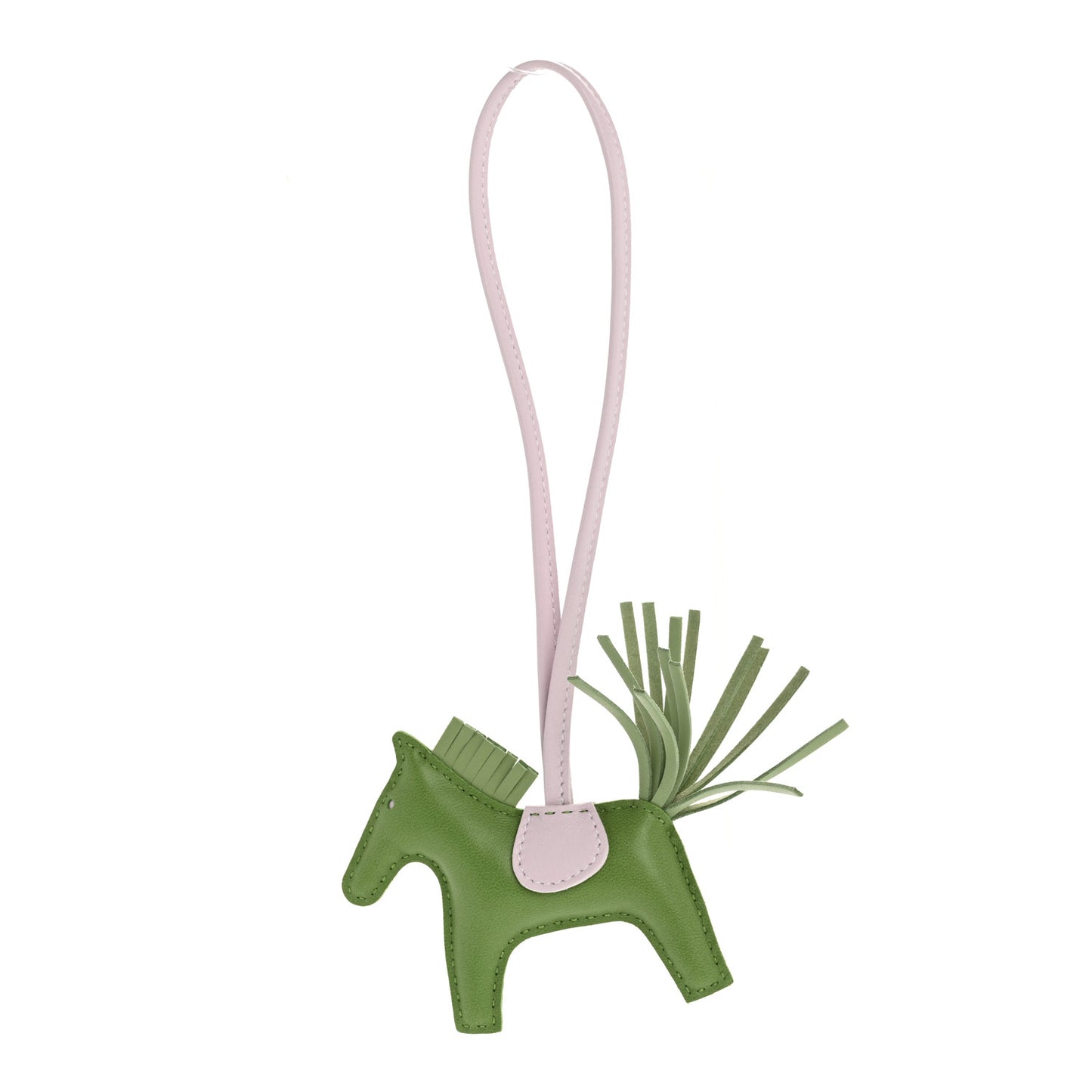 Milo Lambskin Grigri Rodeo Horse Bag Charm PM Vert Yucca Vert Criquet Mauve Pale