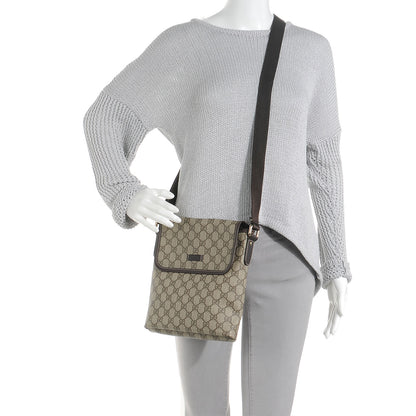 Gucci GG Supreme Monogram Selleria Calfskin Small Flap Messenger Bag Beige Ebony Cocoa Dark Chocolate 2 of 7