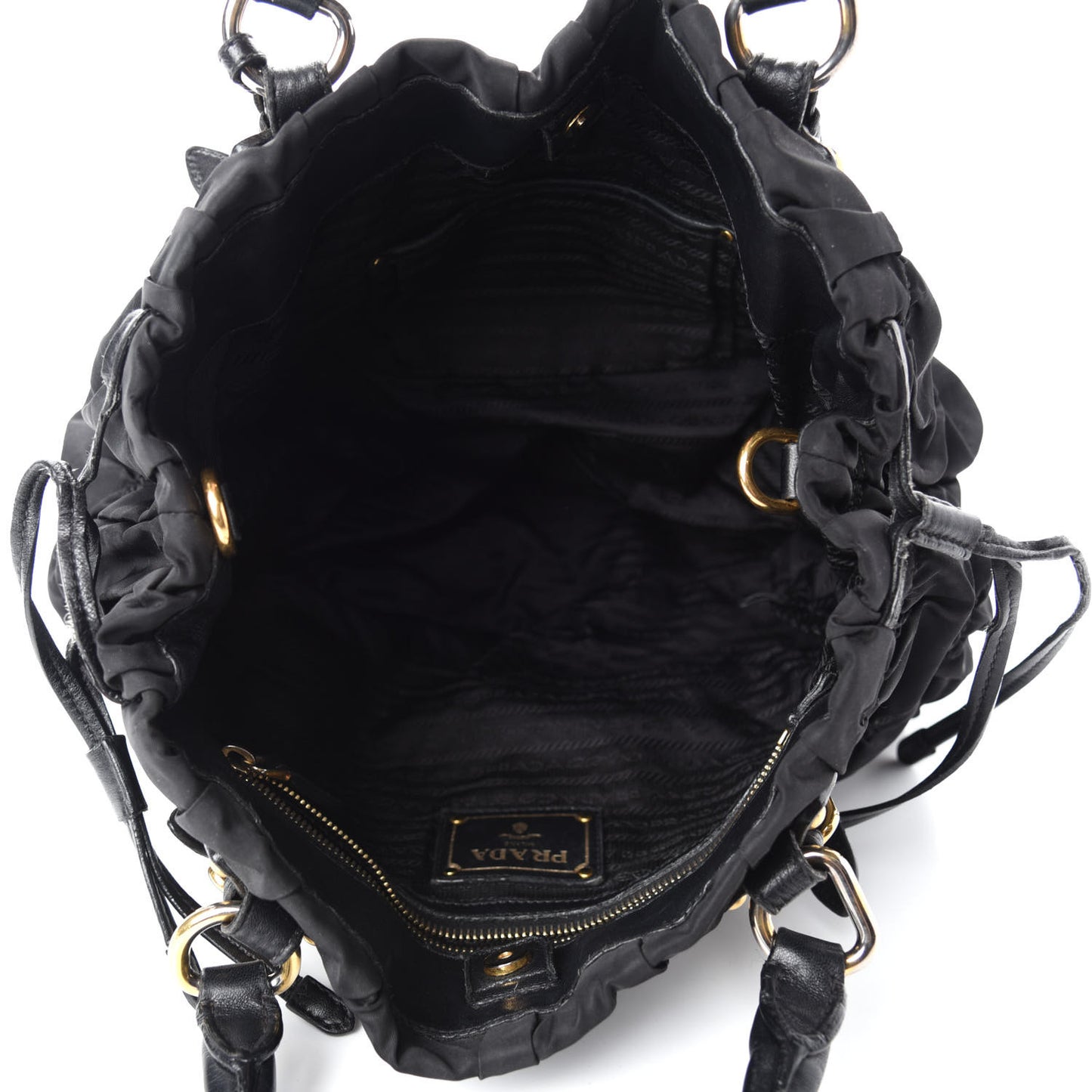 Tessuto Nylon Gaufre Drawstring Tote Black
