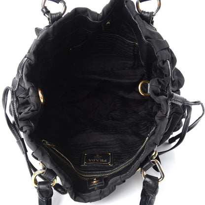 Prada Tessuto Nylon Gaufre Drawstring Tote Black 5 of 17