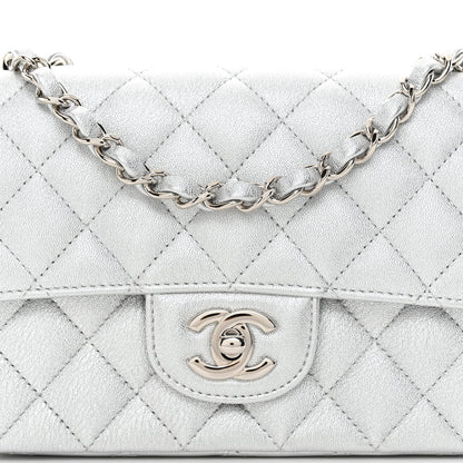 Chanel Metallic Lambskin Quilted Mini Rectangular Flap Silver 8 of 11