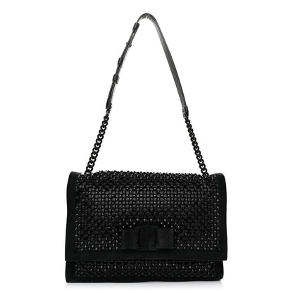 Salvatore Ferragamo Suede Crystal Embellished Small Viva Bow Shoulder Bag Black 1 of 11