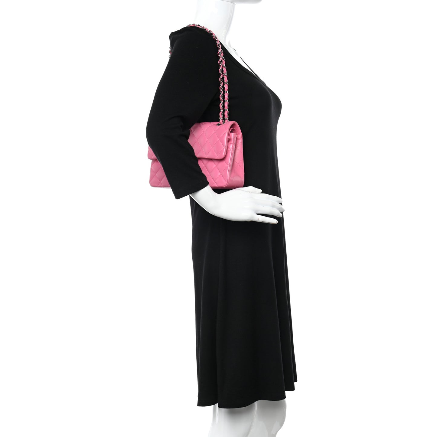 Lambskin Quilted Medium Double Flap Pink