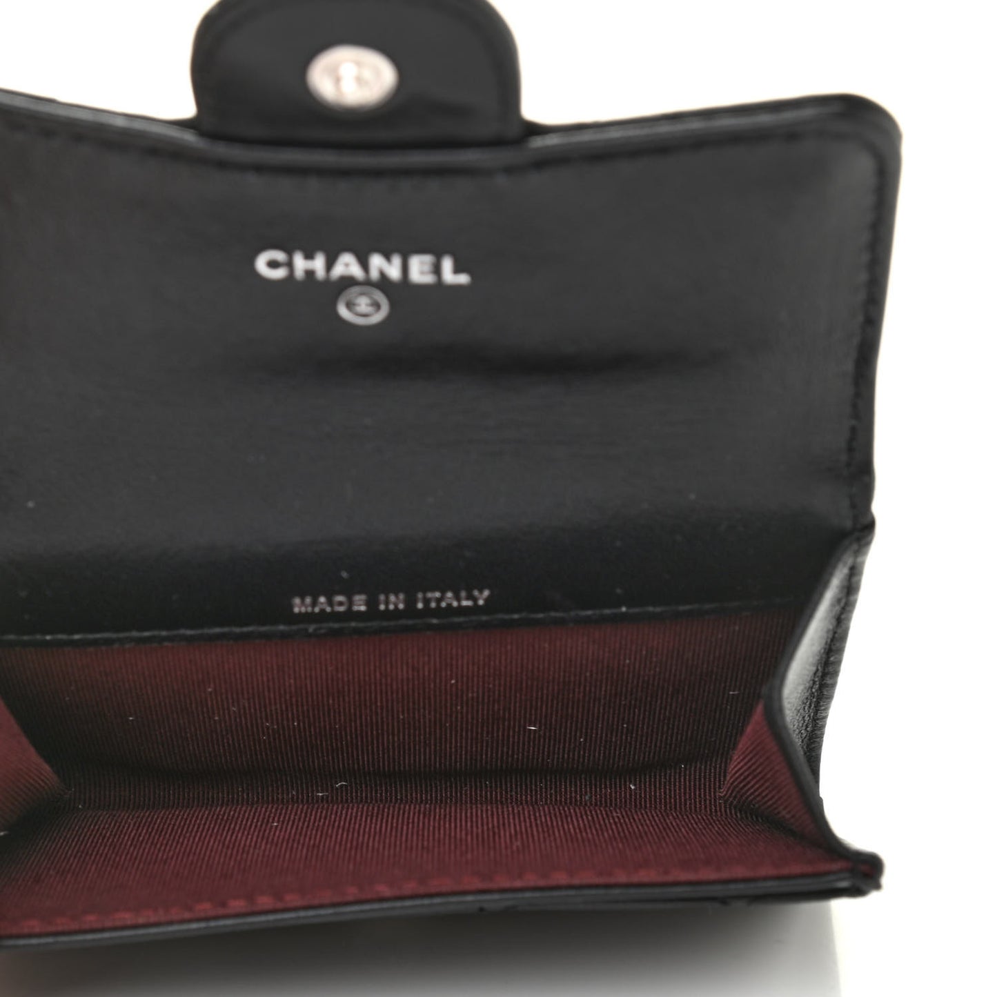 Lambskin Quilted Flap Card Holder Wallet Black