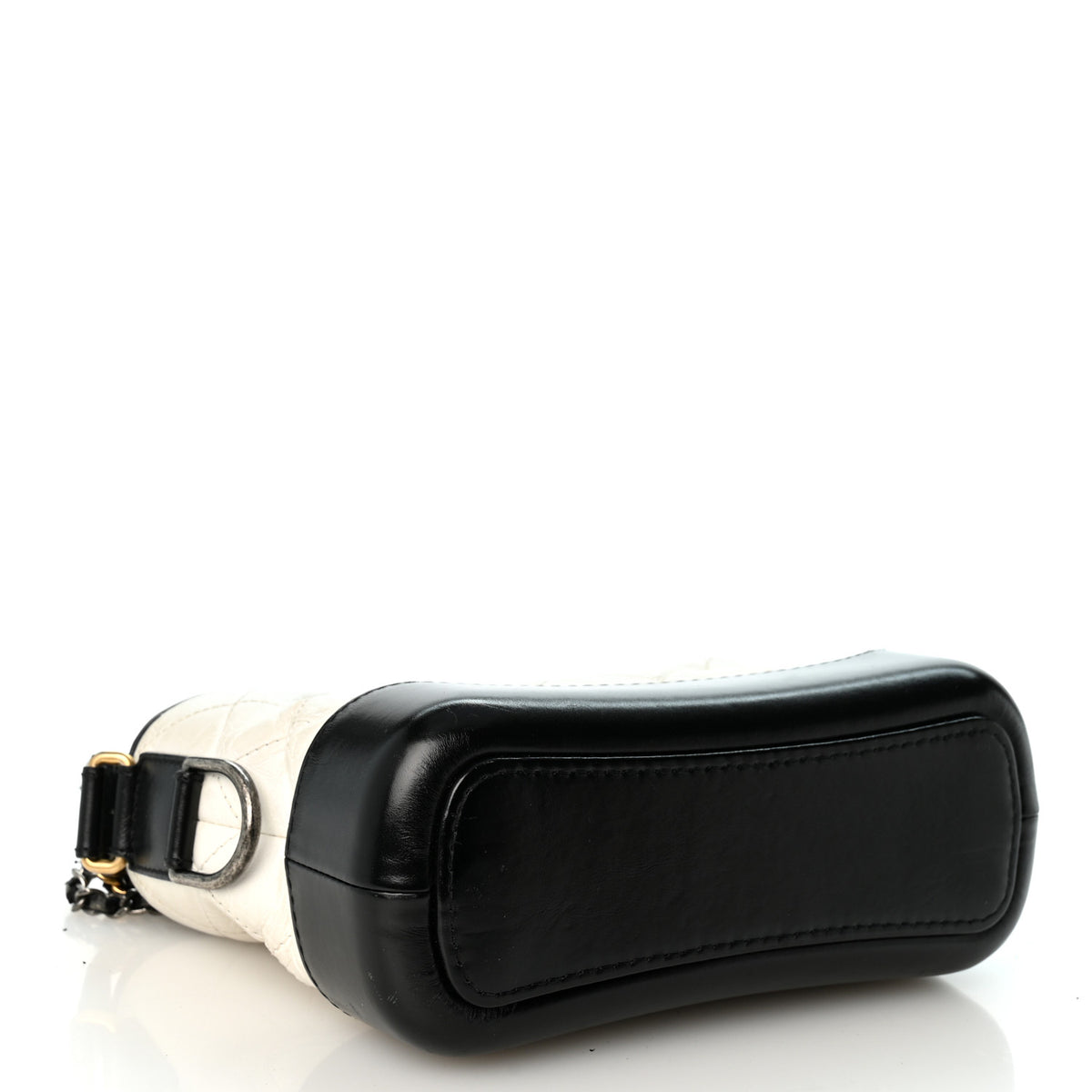 Aged Calfskin Quilted Small Gabrielle Hobo Black White