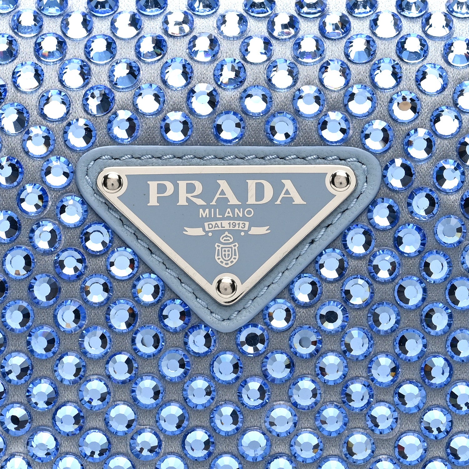 Prada Satin Crystal Triangle Pouch Celeste 8 of 9