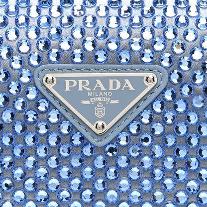 Prada Satin Crystal Triangle Pouch Celeste 8 of 9