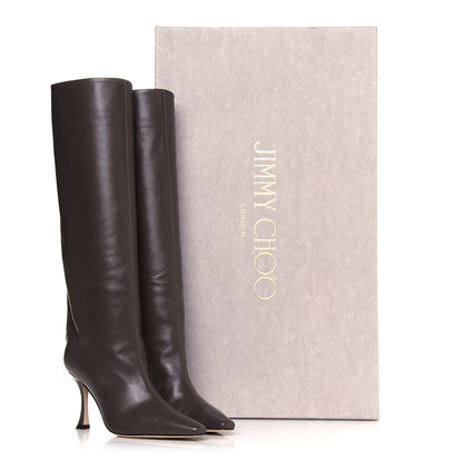 Jimmy Choo Calfskin Nappa Chad 90 Knee High Boots 35.5 Brown 7 of 7