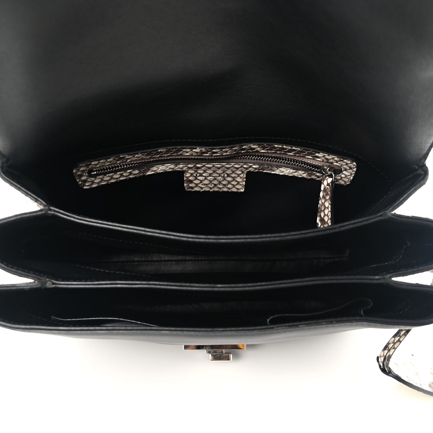 Calfskin Snakeskin Small Diorling Black