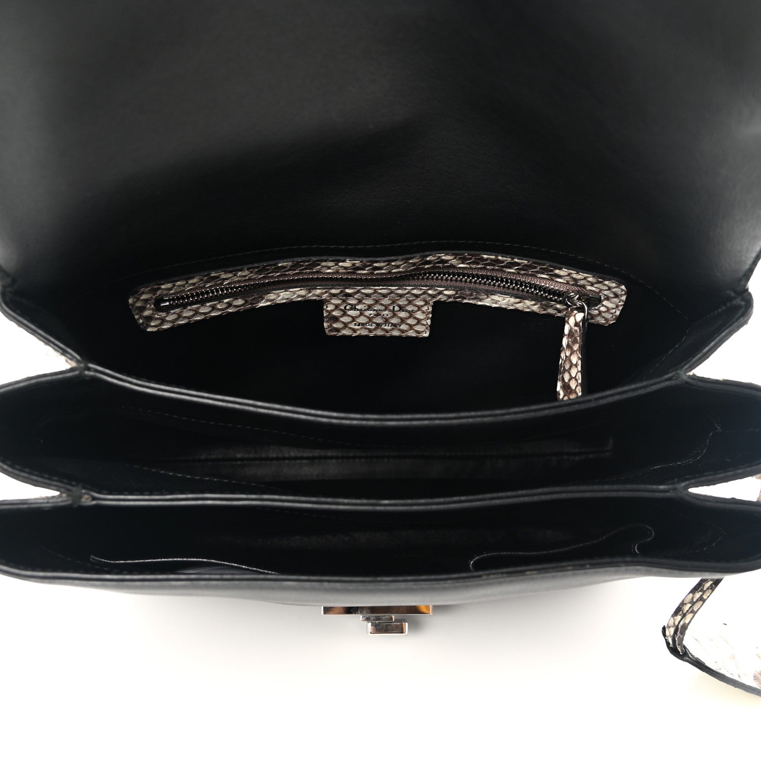 Christian Dior Calfskin Snakeskin Small Diorling Black 4 of 10