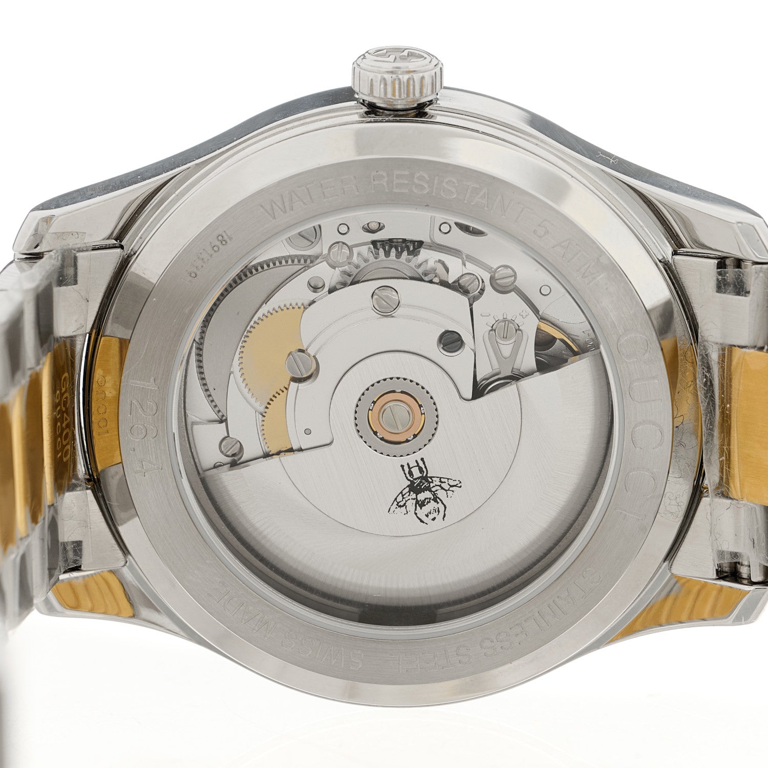 Gucci Stainless Steel Malachite 38mm G-Timeless Two Tone Bee Automatic Watch 4 of 5