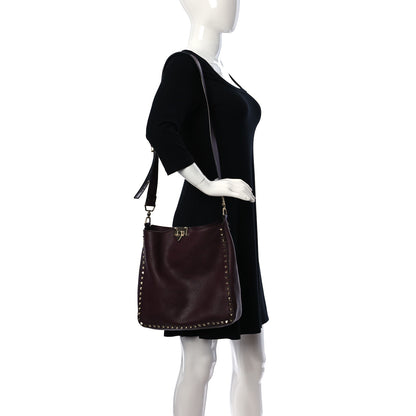 Valentino Garavani Pebbled Calfskin Large Rockstud Flip-Lock Messenger Bag Vinaccia 2 of 10