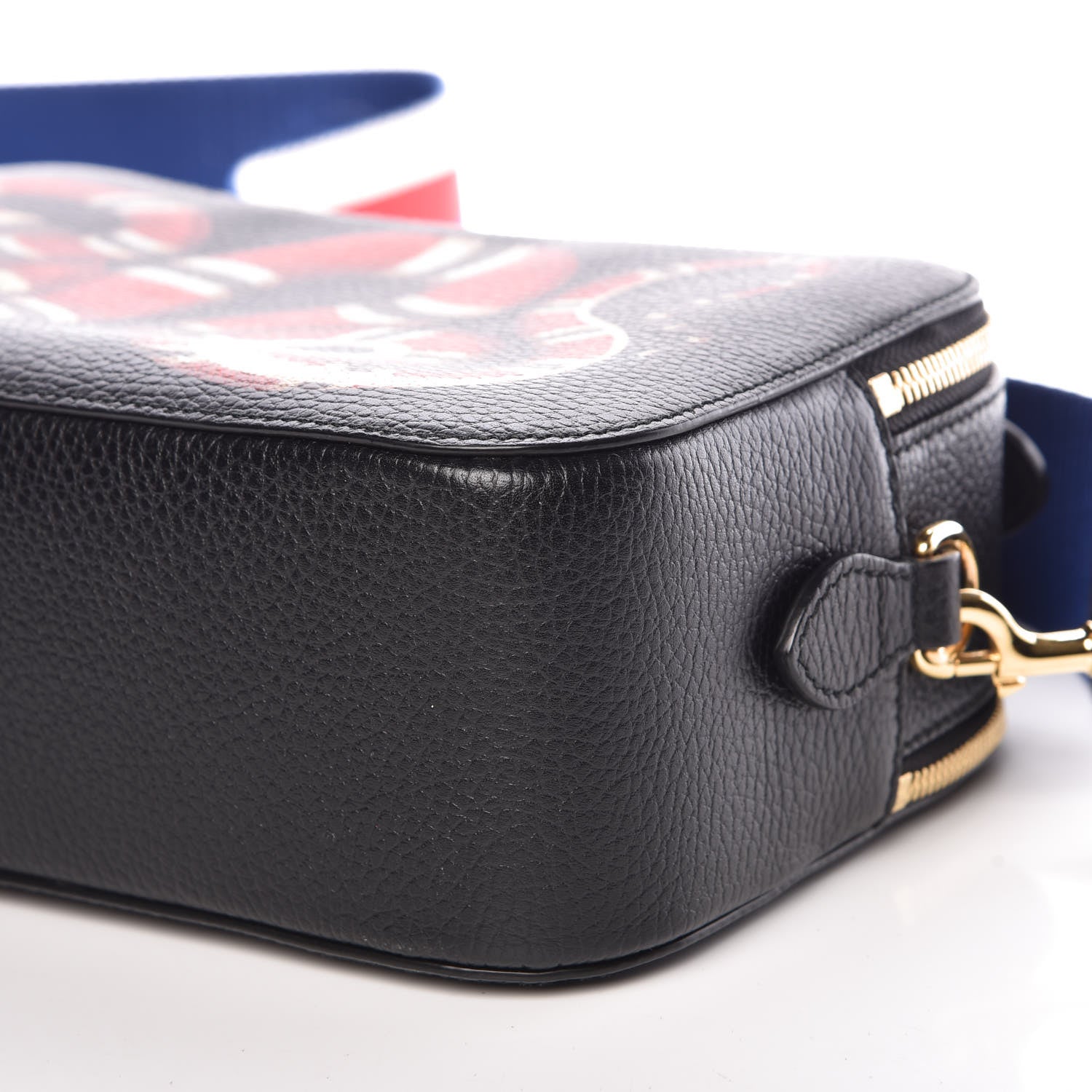 Gucci Grained Calfskin Sylvie Web Kingsnake Small Camera Bag Black Multicolor 10 of 10