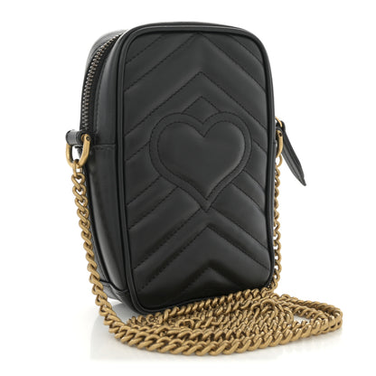 Gucci Calfskin Matelasse Mini GG Marmont Crossbody Bag Black 3 of 10