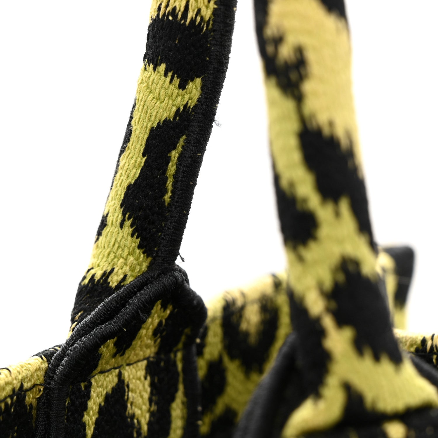 Christian Dior Canvas Mizza Embroidered Medium Leopard Book Tote Lime Pop 11 of 14