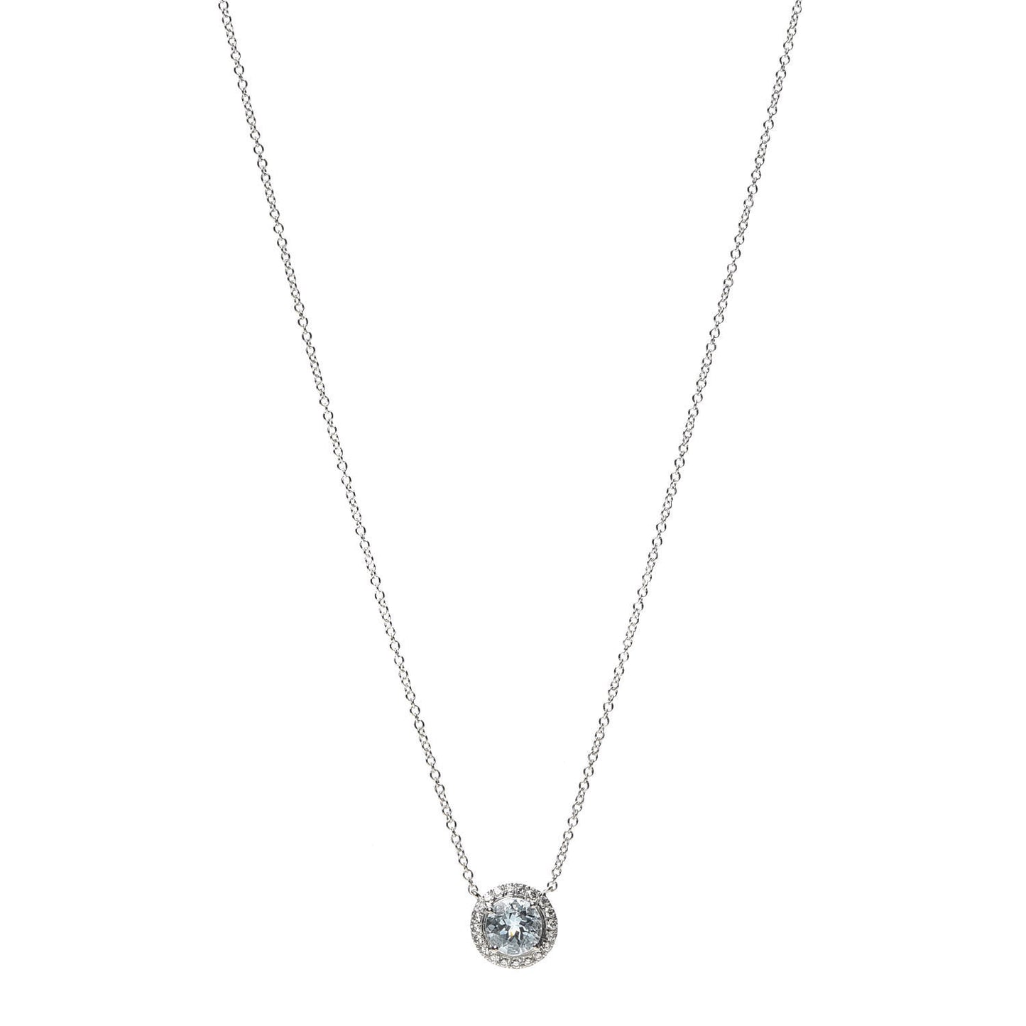 Platinum Diamond Aquamarine Soleste Pendant Necklace
