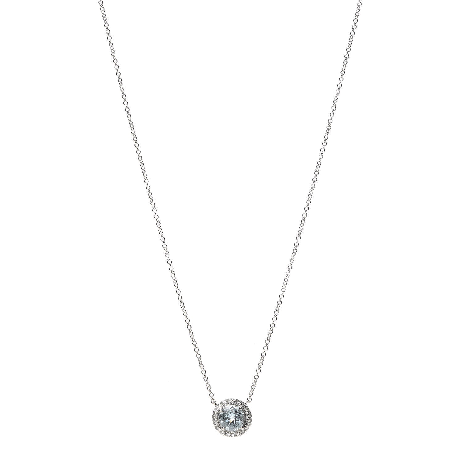 Tiffany Platinum Diamond Aquamarine Soleste Pendant Necklace 1 of 6