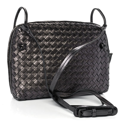 Bottega Veneta Metallic Nappa Intrecciato Nodini Crossbody Messenger Dark Grey 2 of 12