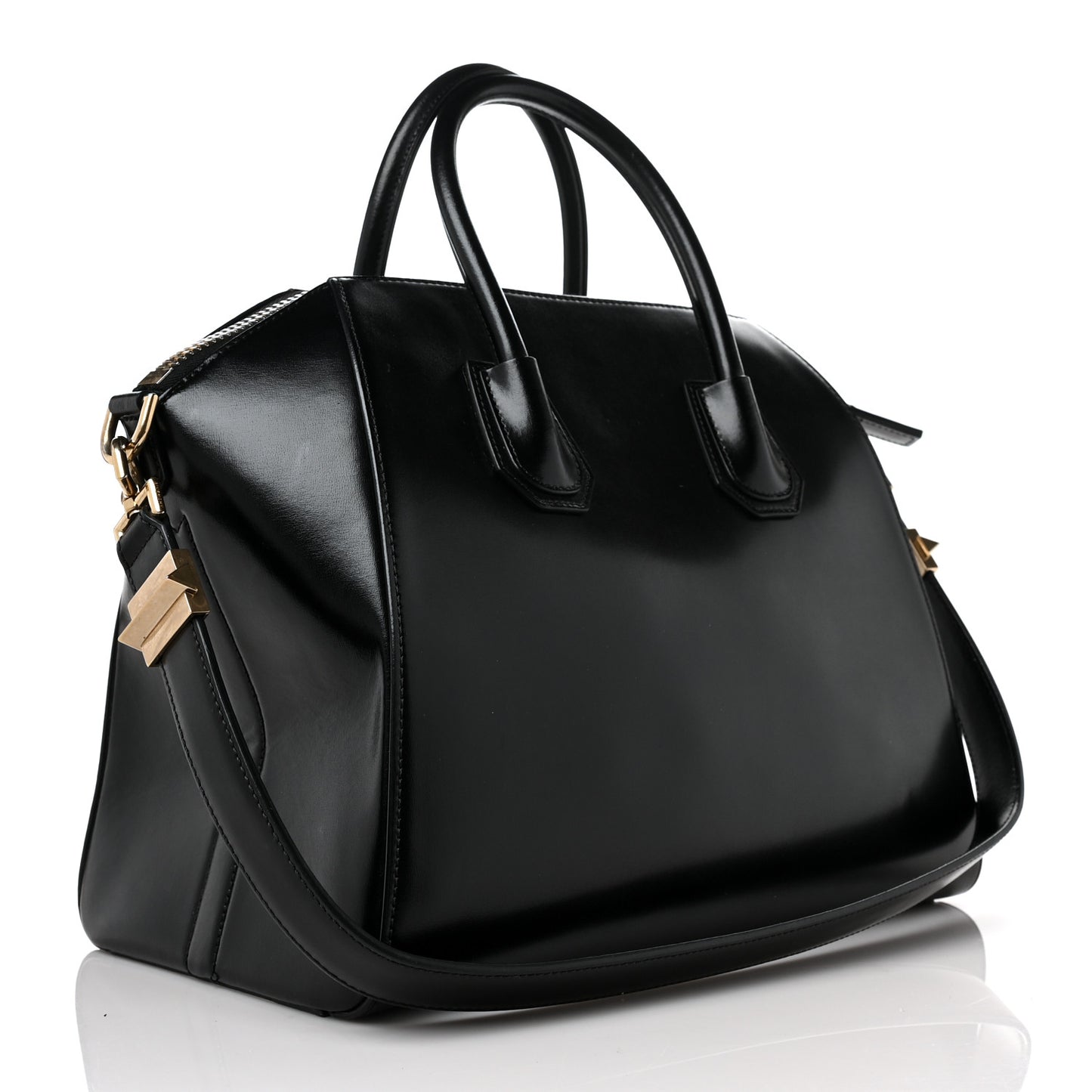 Shiny Lord Calfskin Medium Antigona Black