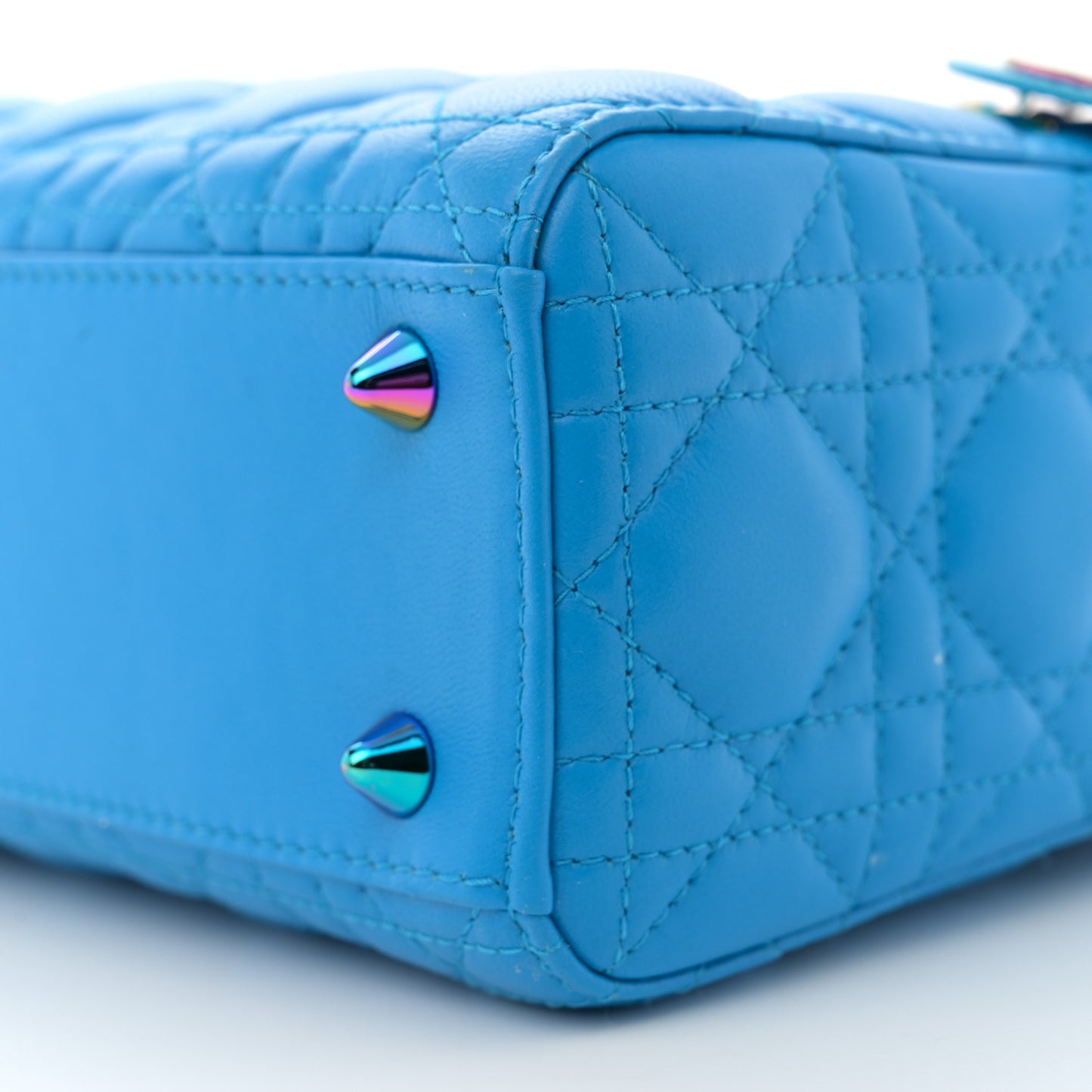 Lambskin Cannage Small Lady Dior Bright Blue