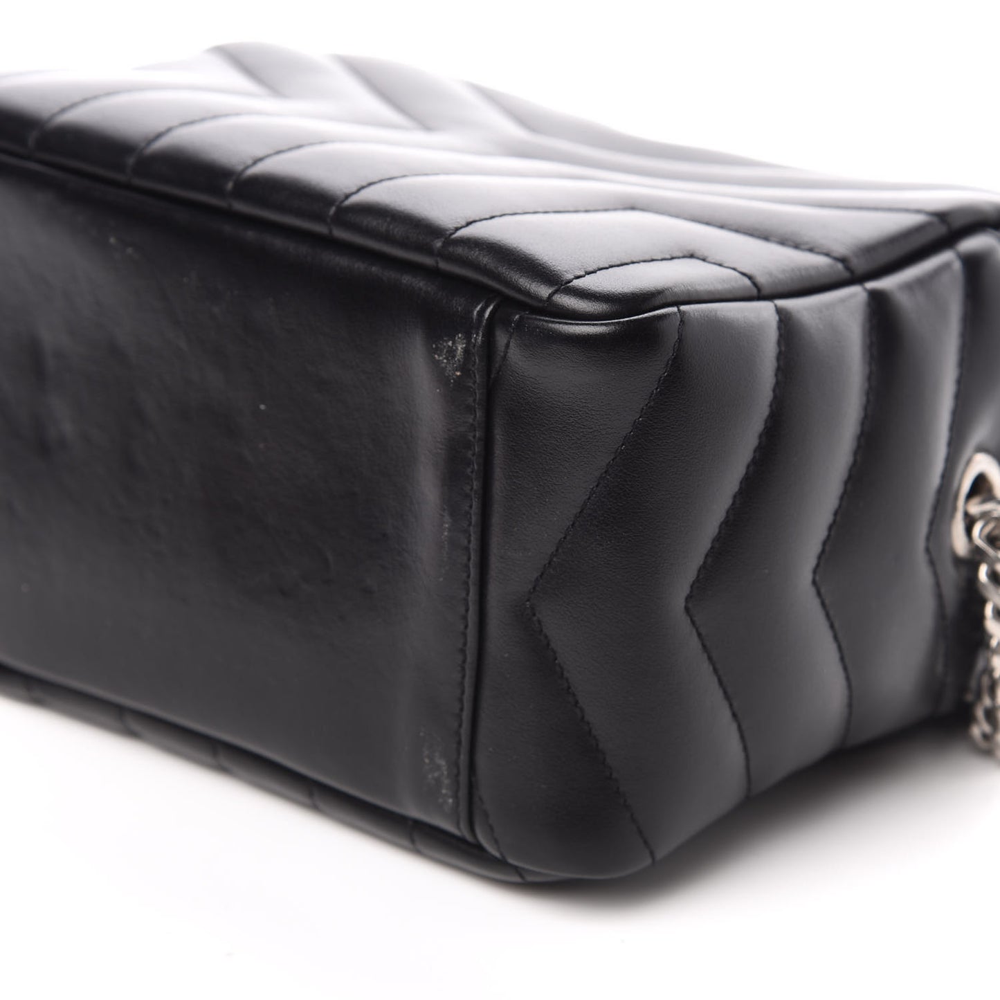 Calfskin Y Quilted Monogram Small Loulou Bowling Bag Black