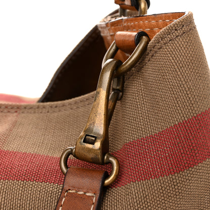 Burberry Canvas Mega Check Medium Ashby Hobo Saddle Brown 13 of 16