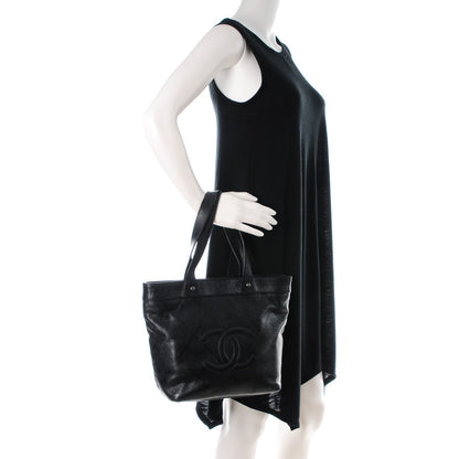 Chanel Goatskin Perforated Small CC Tote Black 2 of 9
