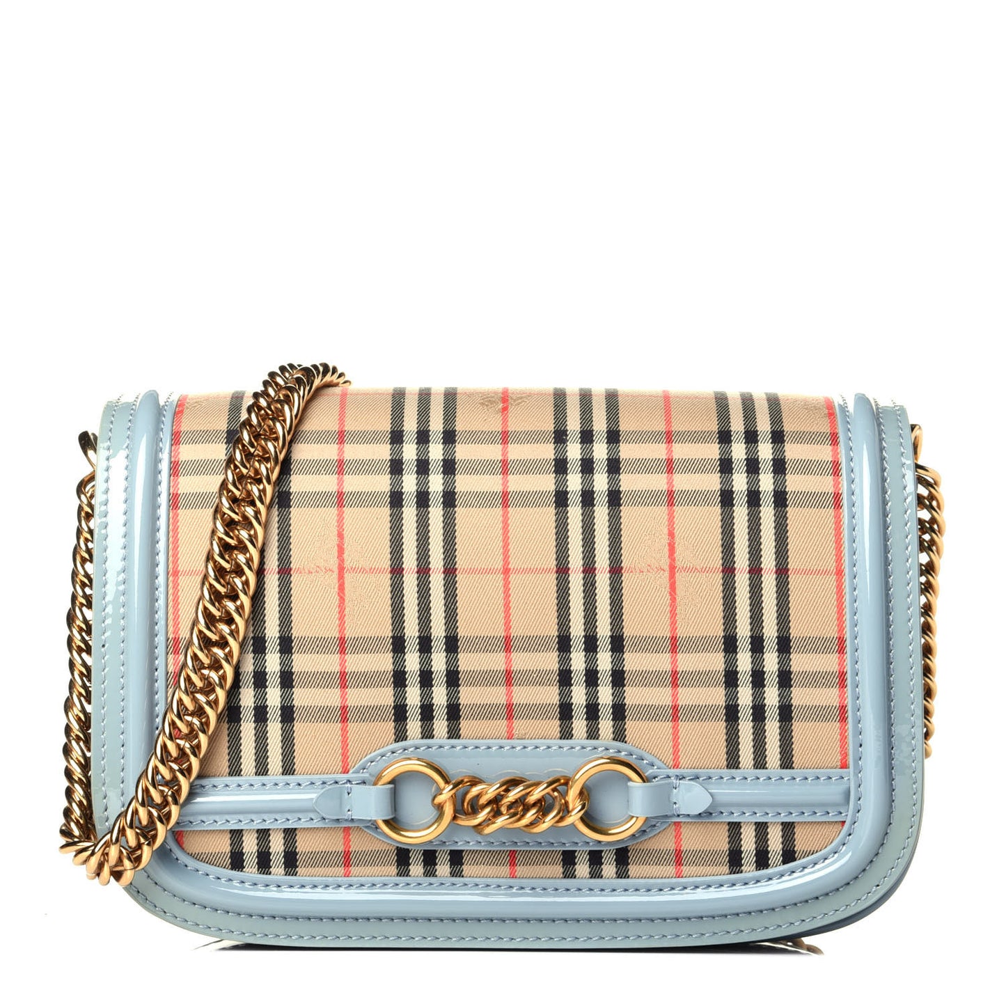 Patent 1983 Knight Check Link Shoulder Bag Blue Sage