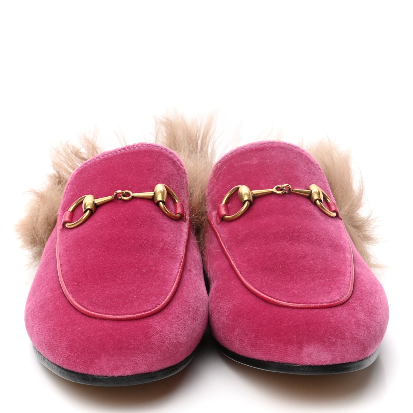 Velvet Fur Womens Princetown Slippers 35.5 Raspberry Rose