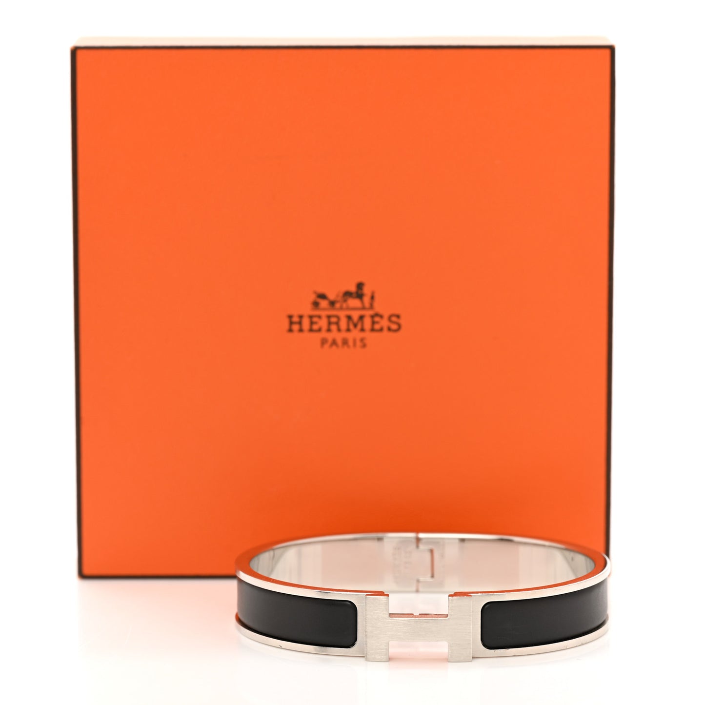 Matte Enamel Narrow Clic Clac HH Bracelet GM Black