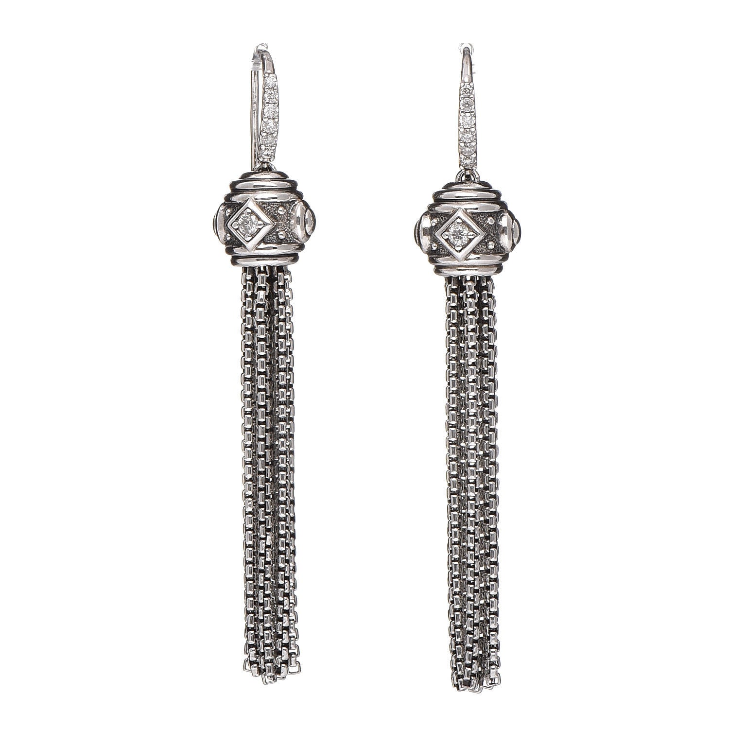 David Yurman Sterling Silver Diamond Renaissance Drop Earrings 1 of 4