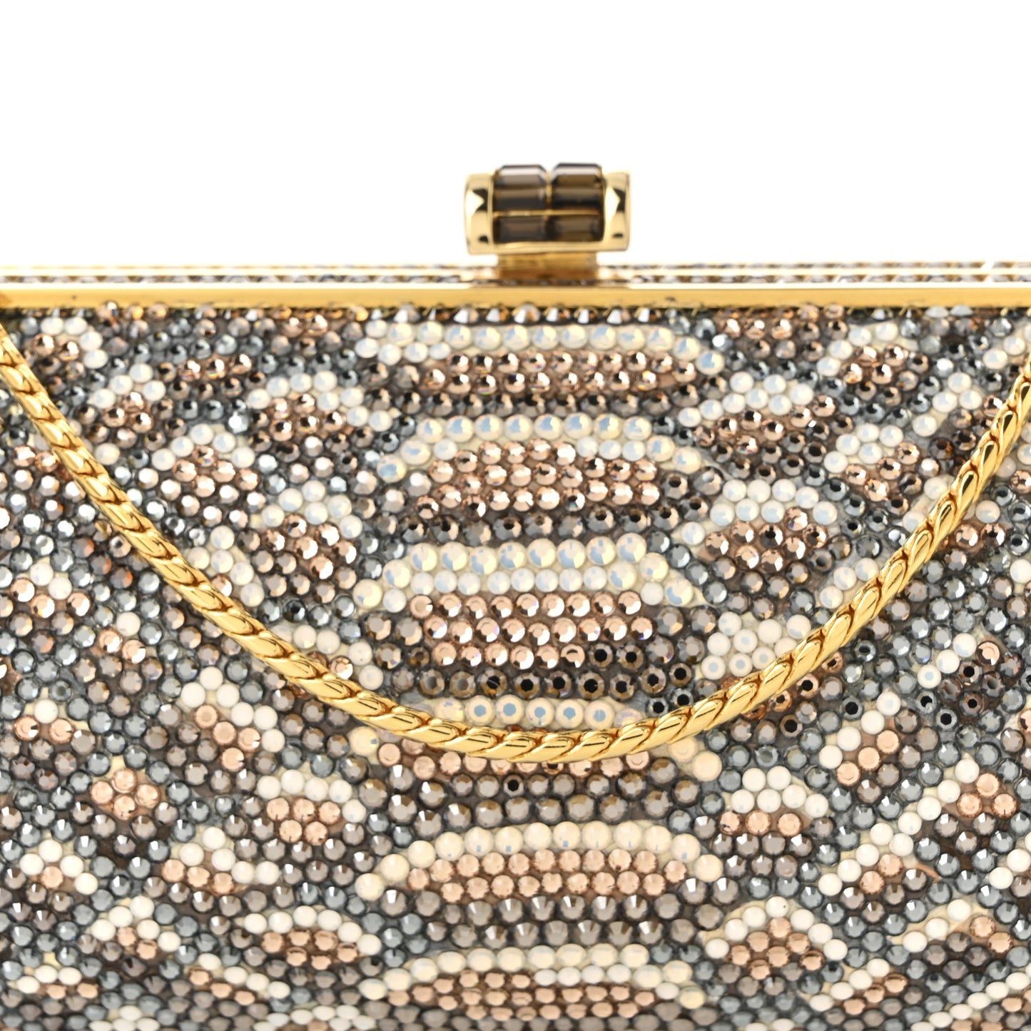 Swarovski Crystal Minaudiere Clutch Multicolor Gold