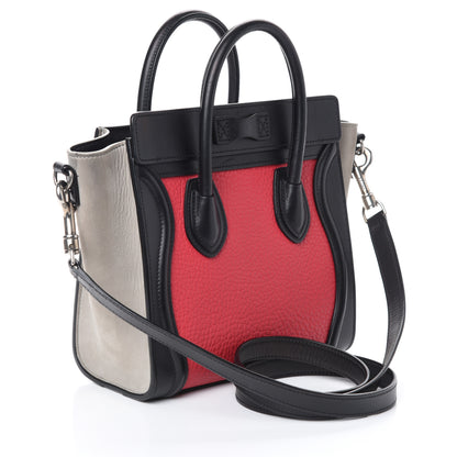 Celine Smooth Drummed Calfskin Nano Tri-Color Luggage Dark Pink 3 of 9