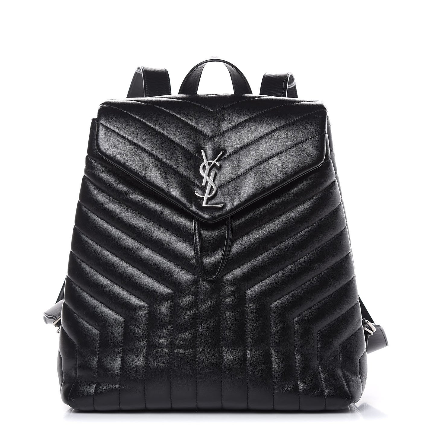 Calfskin Y Quilted Monogram Medium Loulou Backpack Black