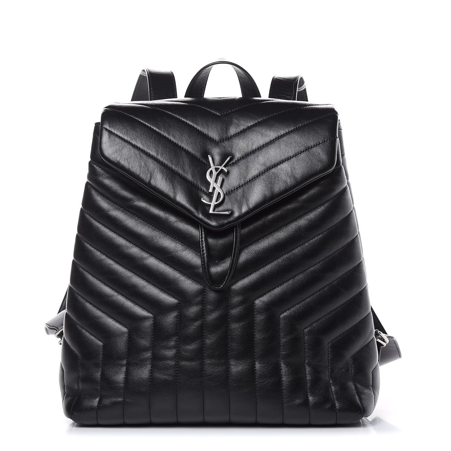 Saint Laurent Calfskin Y Quilted Monogram Medium Loulou Backpack Black 1 of 18
