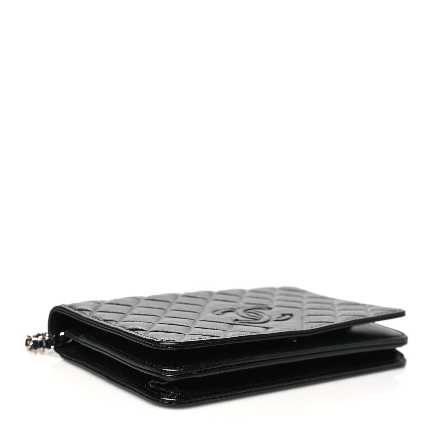 Chanel Goatskin Quilted Diamond CC Wallet On Chain WOC Black 4 of 12