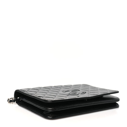 Chanel Goatskin Quilted Diamond CC Wallet On Chain WOC Black 4 of 12