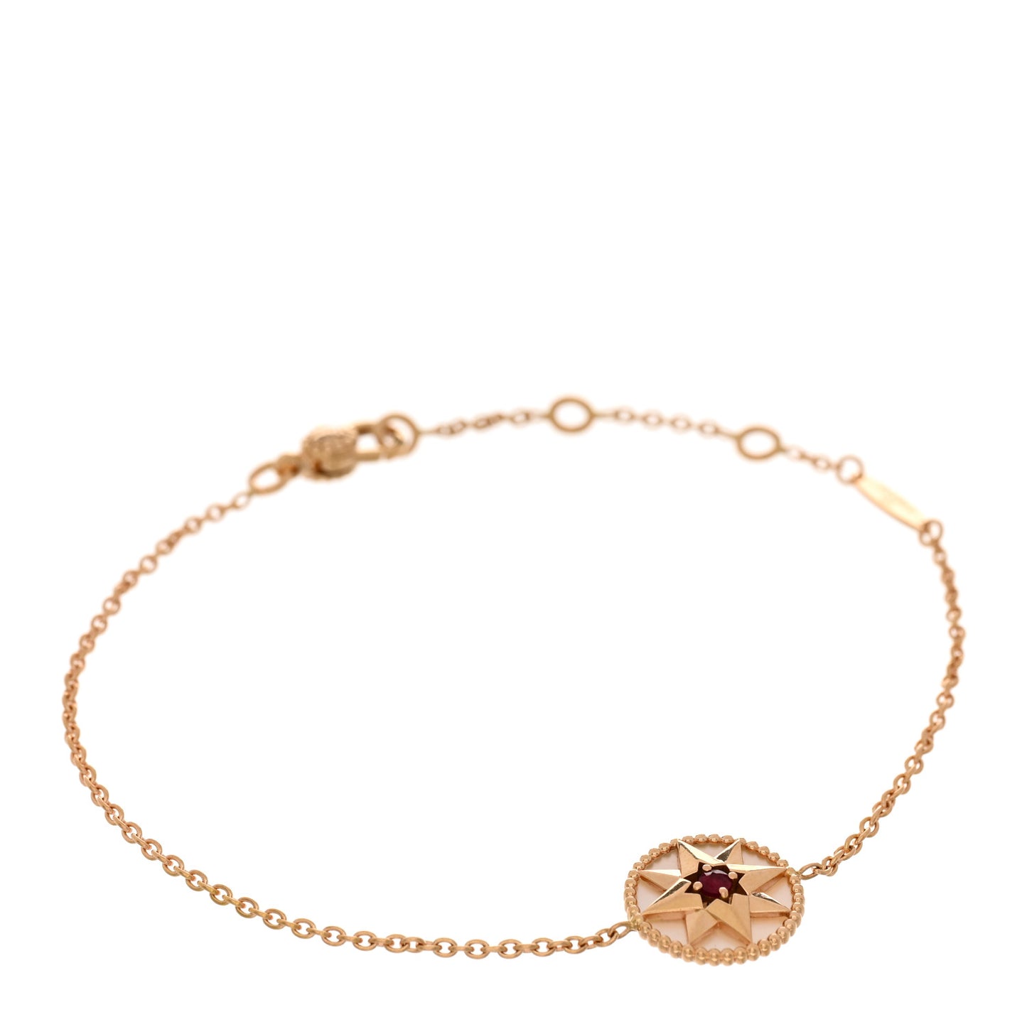 18K Rose Gold Ruby Mother of Pearl Rose Des Vents Bracelet